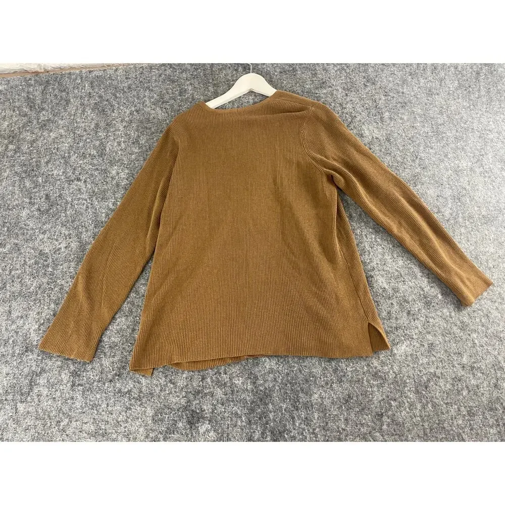J Jill Sweater Womens Large Brown Pullover V Neck Long Sleeve Knit N196